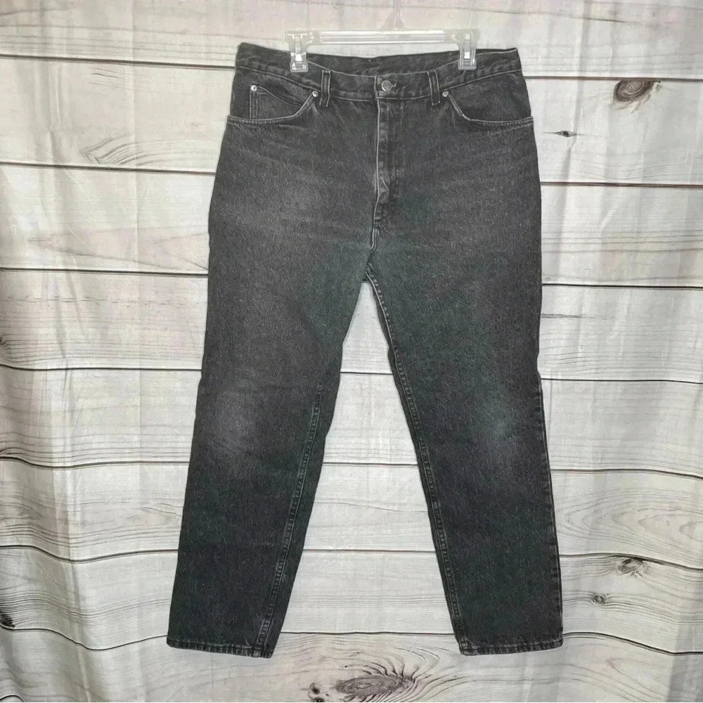 Lee Jeans Mens 38x32 Black Acid Wash Regular Fit Made in USA Denim
